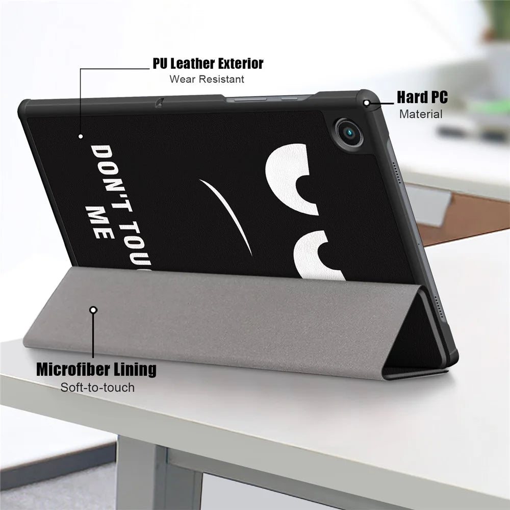 For Samsung Galaxy Tab A8 10.5 (2021) / A8 10.5 (2022) Pattern Printing Stylish Premium Tri-Fold Stand Auto Wake / Sleep PU Leather Smart Case - Angry Look - 5