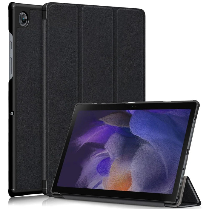 For Samsung Galaxy Tab A8 10.5 (2021) / A8 10.5 (2022) Anti-Fall Light Thin Premium Tri-Fold Stand Auto Wake / Sleep PU Leather Tablet Case Cover - Black - 1