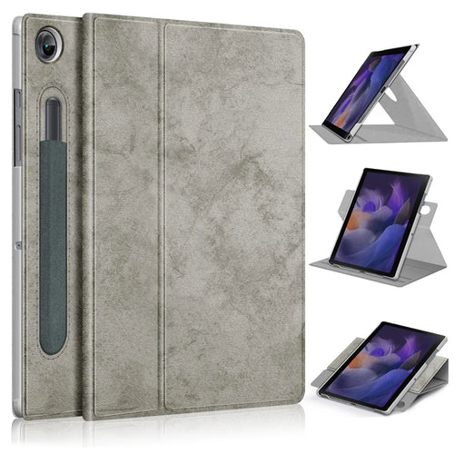 For Samsung Galaxy Tab A8 10.5 (2021) / A8 10.5 (2022) Solid Color PU Leather + PC Tablet Case Rotary Stand Protective Cover - Grey - 1