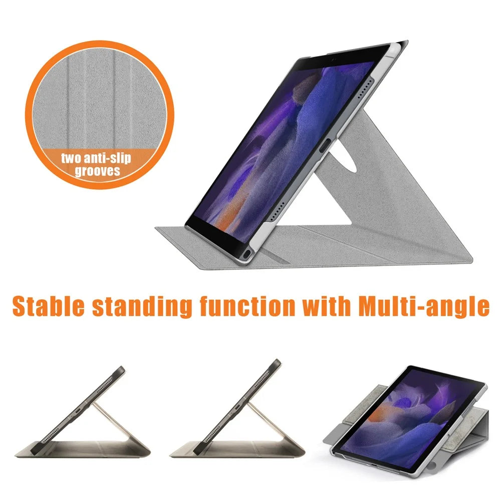 For Samsung Galaxy Tab A8 10.5 (2021) / A8 10.5 (2022) Solid Color PU Leather + PC Tablet Case Rotary Stand Protective Cover - Grey - 6