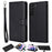 For Samsung Galaxy S22+ 5G Case 2 in 1 Detachable Magnetic Leather Wallet Mobile Cover with Strap - Black - 1
