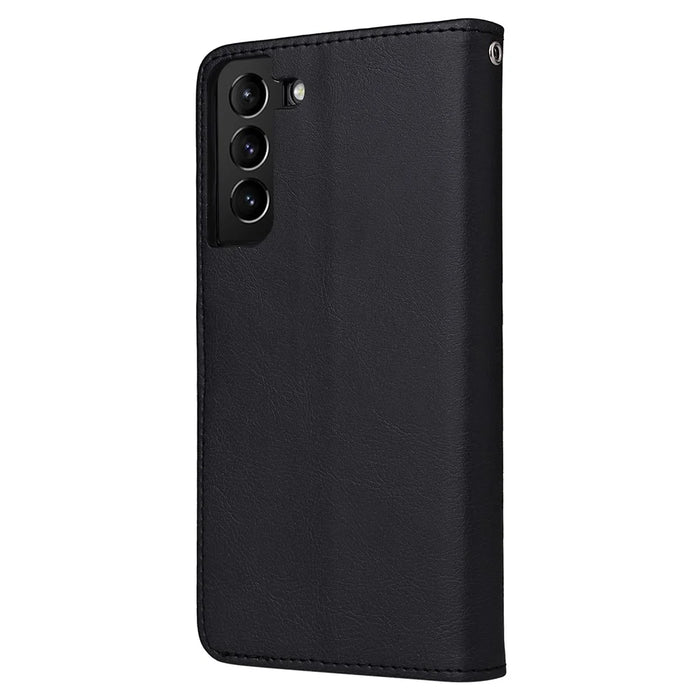 For Samsung Galaxy S22+ 5G Case 2 in 1 Detachable Magnetic Leather Wallet Mobile Cover with Strap - Black - 3