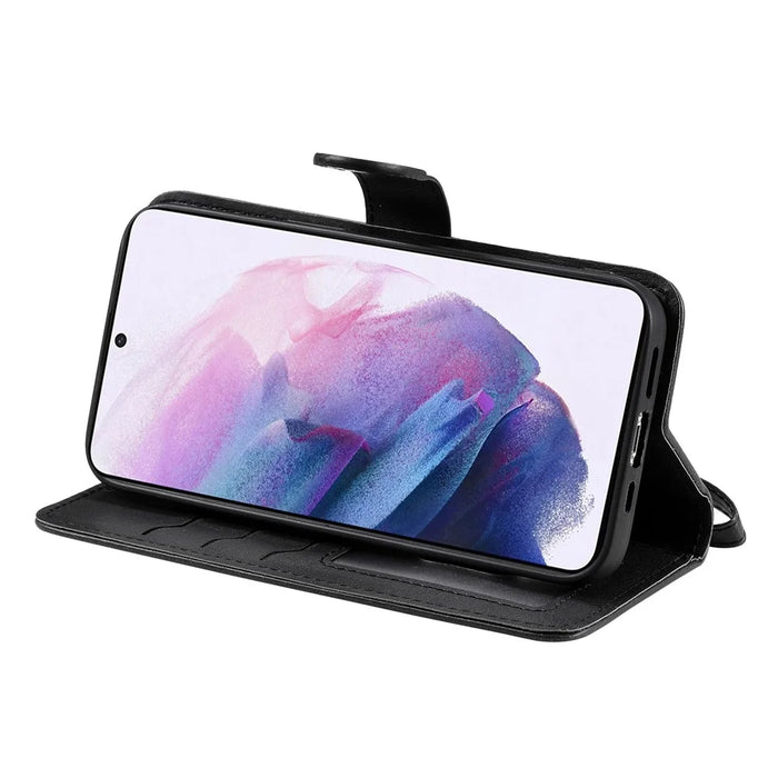 For Samsung Galaxy S22+ 5G Case 2 in 1 Detachable Magnetic Leather Wallet Mobile Cover with Strap - Black - 6