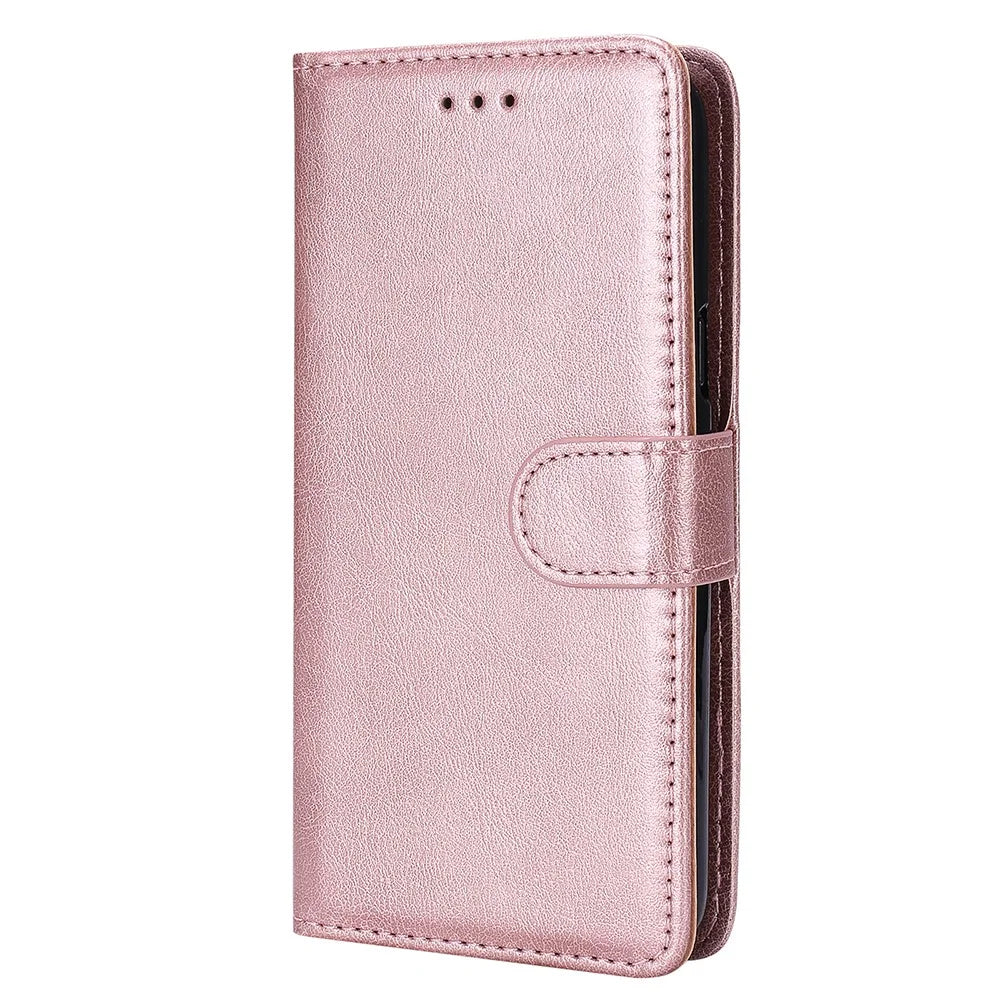 For Samsung Galaxy S22 Ultra 5G Case 2 in 1 Detachable Magnetic Leather Wallet Mobile Cover with Strap - Rose Gold - 2