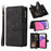 For Samsung Galaxy A33 5G Zipper Wallet Case with 15 Card Slots and Strap Leather Phone Cover - Black - 1