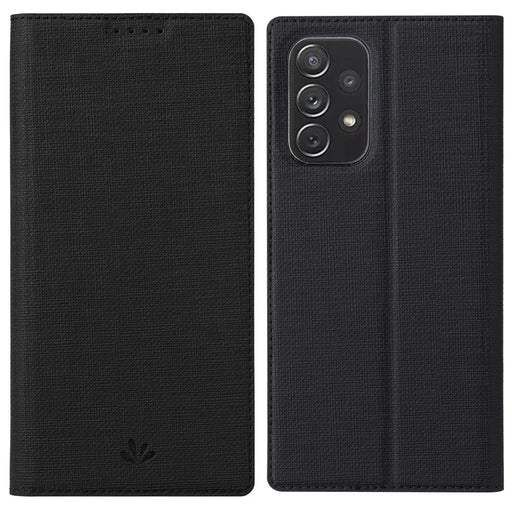 VILI DMX Series Card Holder Leather Case for Samsung Galaxy A73 5G Folio Flip Phone Cover with Stand - Black - 1