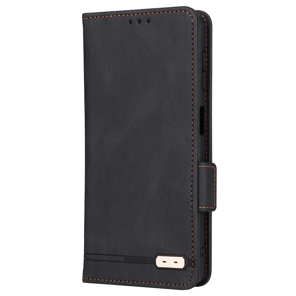 For Samsung Galaxy A32 5G Hardware Design Foldable Stand Wallet Cover Shockproof Leather Phone Case - Black - 2