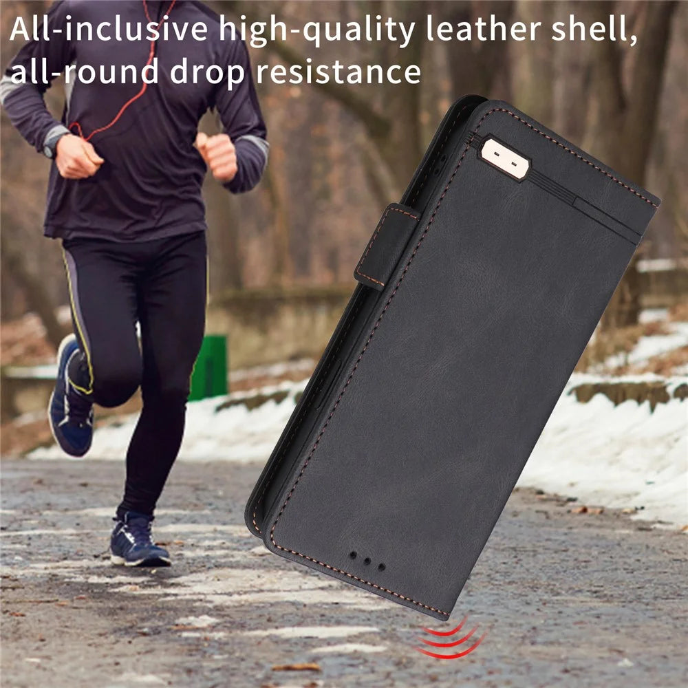 For Samsung Galaxy A32 5G Hardware Design Foldable Stand Wallet Cover Shockproof Leather Phone Case - Black - 7