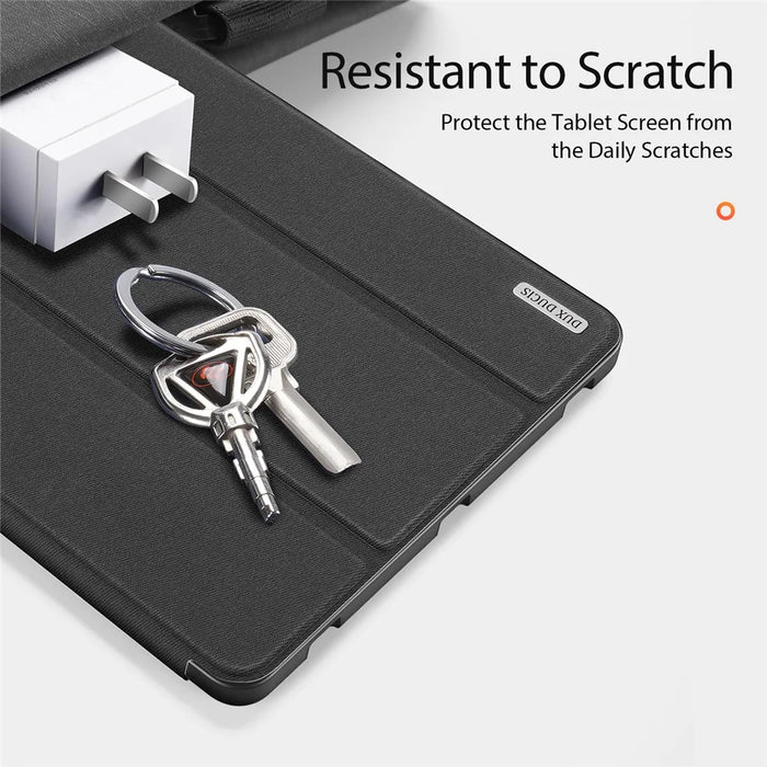 DUX DUCIS DOMO Series for Samsung Galaxy Tab S7+ / S8+ / S7 FE Tri-fold Stand PU Leather + TPU Auto Sleep / Wake Tablet Case Cover with Pen Slot - Black - 4