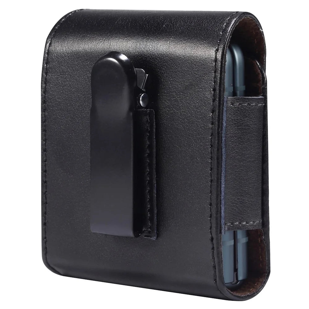 Genuine Leather Waist Folding Phone Bag for Huawei P50 Pocket / Pocket S / Samsung Galaxy Z Flip7 5G / Z Flip3 5G / Z Flip 5G / Z Flip, Belt Clip Magnetic Flip Phone Case - 3