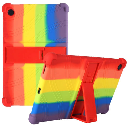 For Samsung Galaxy Tab A8 10.5 (2021) / A8 10.5 (2022) Four-corner Airbags Anti-scratch Soft Silicone Protective Tablet Case Cover with Foldable Kickstand - Multi-color - 1