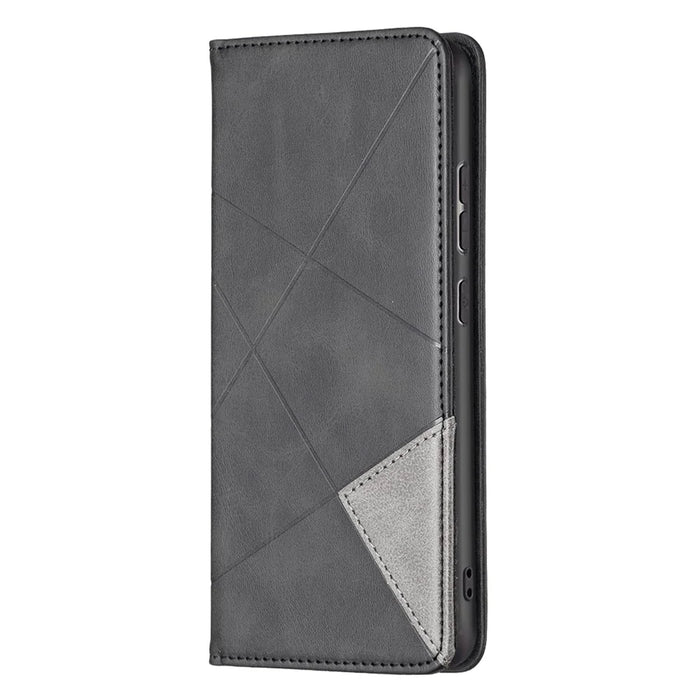 For Samsung Galaxy A33 5G Phone Case Imprinting Pattern Splicing Style Phone Cover Card Slots Design Leather Phone Shell - Black - 2