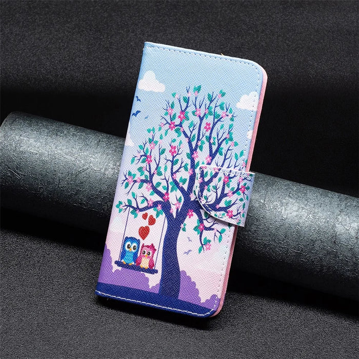 For Samsung Galaxy A33 5G Pattern Printing PU Leather Magnetic Flip Cover Stand Function Wallet Purse Case - Two Owls - 6