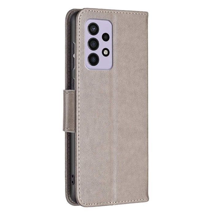 For Samsung Galaxy A33 5G Drop-Proof Protection Multiple Butterfly Imprinted PU Leather Flip Folio Cover Wallet Stand Case - Grey - 3