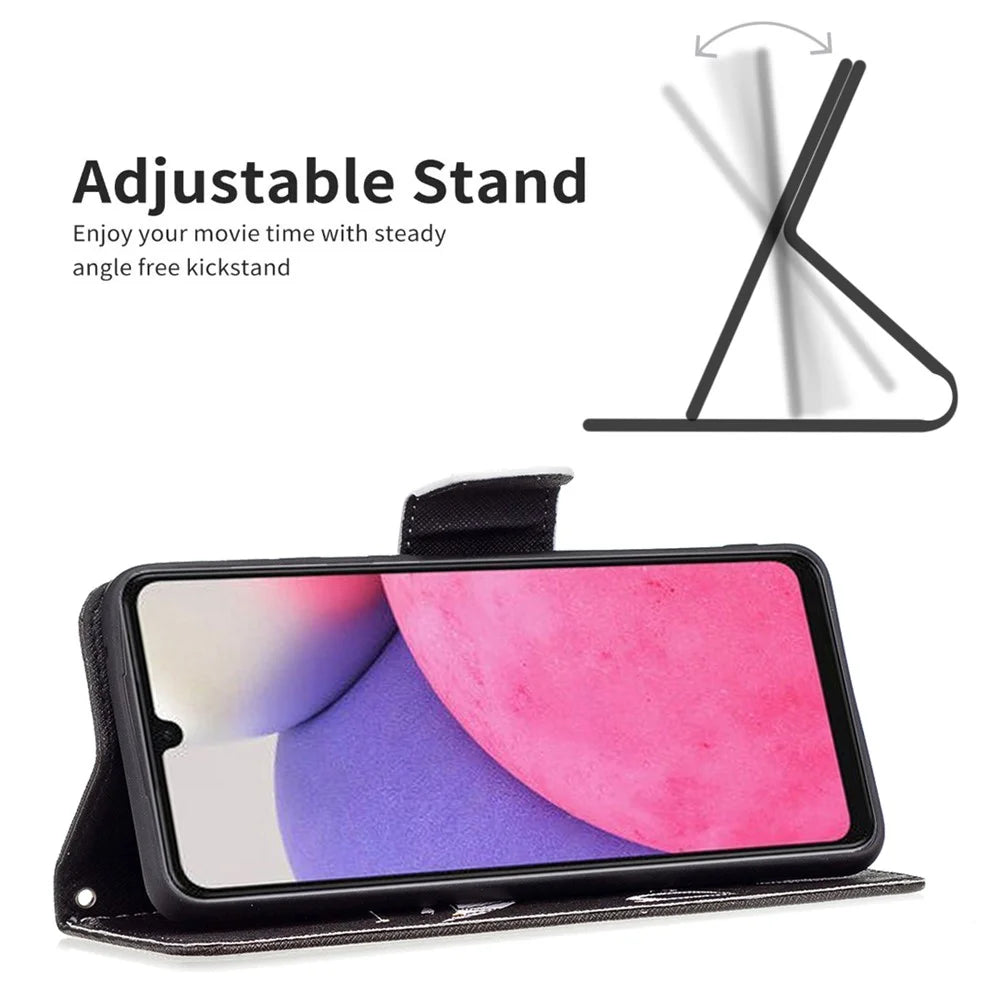 For Samsung Galaxy A33 5G Pattern Printing PU Leather Wallet Stand Shockproof Protective Flip Cover - Don't Touch My Phone - 5