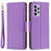 For Samsung Galaxy A33 5G Litchi Texture PU Leather Phone Case Wallet Solid Color Anti-fall Phone Cover with Strap - Purple - 1