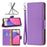 For Samsung Galaxy A33 5G Litchi Texture PU Leather Phone Case Wallet Solid Color Anti-fall Phone Cover with Strap - Purple - 4