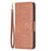 For Samsung Galaxy A33 5G Textured PU Leather Full Protective Wallet Stand Phone Cover with Strap - Brown - 2
