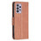 For Samsung Galaxy A33 5G Textured PU Leather Full Protective Wallet Stand Phone Cover with Strap - Brown - 3