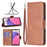 For Samsung Galaxy A33 5G Textured PU Leather Full Protective Wallet Stand Phone Cover with Strap - Brown - 4