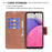 For Samsung Galaxy A33 5G Textured PU Leather Full Protective Wallet Stand Phone Cover with Strap - Brown - 6