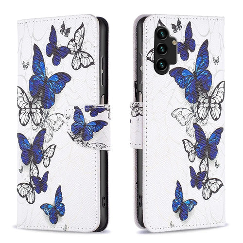 For Samsung Galaxy A13 4G / A13 5G / A04 4G (164.4 x 76.3 x 9.1 mm) Stand Wallet Pattern Cover PU Leather Phone Case - Butterflies - 1