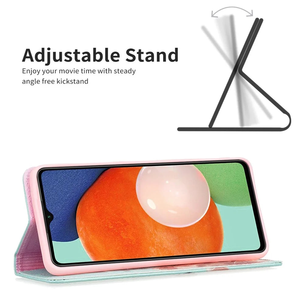 Magnetic Auto-absorbed Cover for Samsung Galaxy A13 4G / A13 5G / A04 4G (164.4 x 76.3 x 9.1 mm), PU Leather Wallet Phone Case - Cat - 5