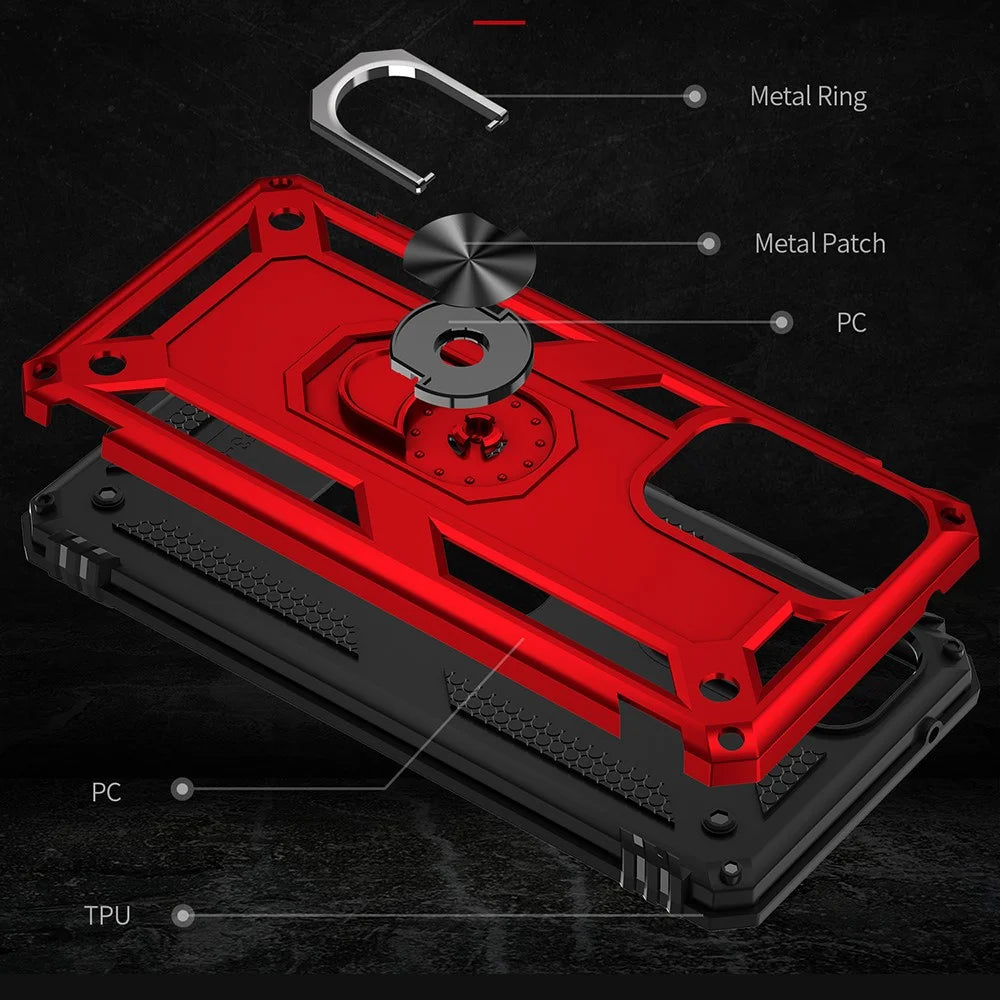 For Samsung Galaxy A53 5G PC + TPU Hybrid Phone Case with Ring Kickstand Built-in Magnetic Metal Plate - Red - 4