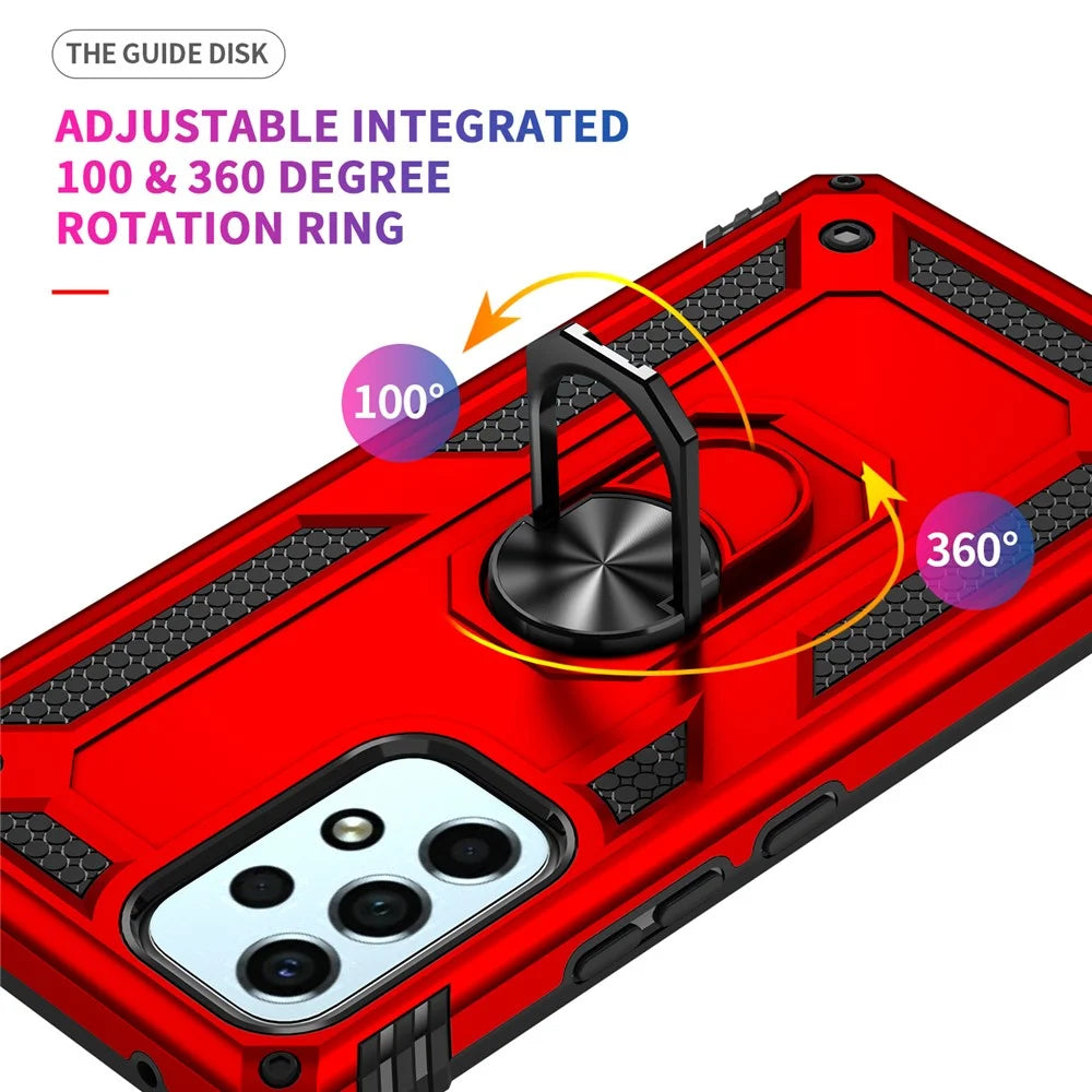 For Samsung Galaxy A53 5G PC + TPU Hybrid Phone Case with Ring Kickstand Built-in Magnetic Metal Plate - Red - 7