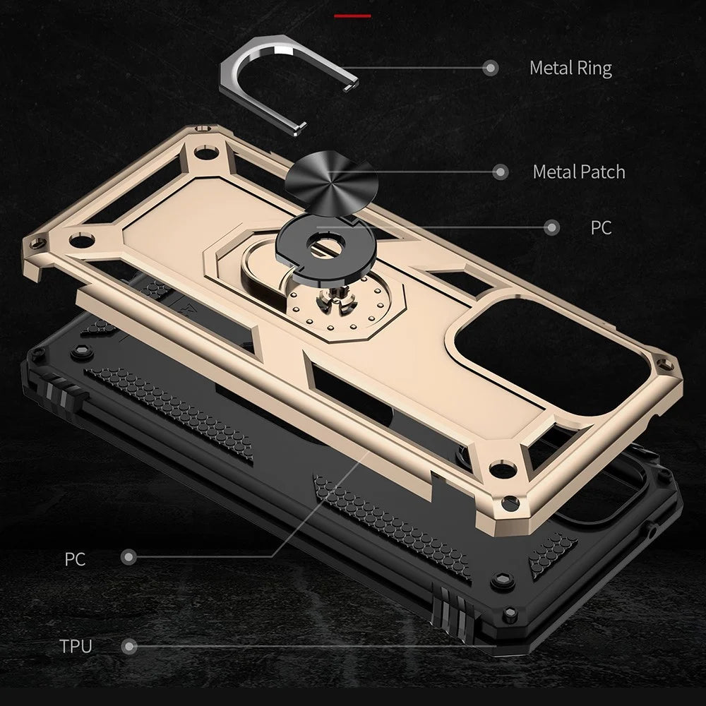 For Samsung Galaxy A33 5G Military Grade Drop-Proof Hybrid Phone Case with Integrated Ring Kickstand - Gold - 7