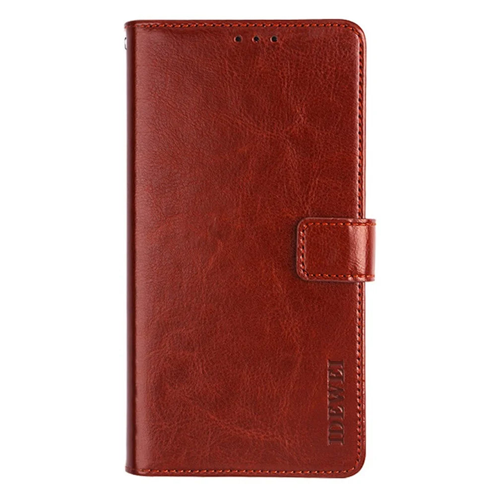 IDEWEI for Samsung Galaxy S21 FE 5G Shockproof Crazy Horse Texture Protective Cover PU Leather + TPU Stand Wallet Phone Case - Brown - 2