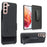 Screen Sliding Cover Phone Case for Samsung Galaxy S22 5G, Woven Texture PC + TPU Rotary Clip Kickstand Phone Shell - 5