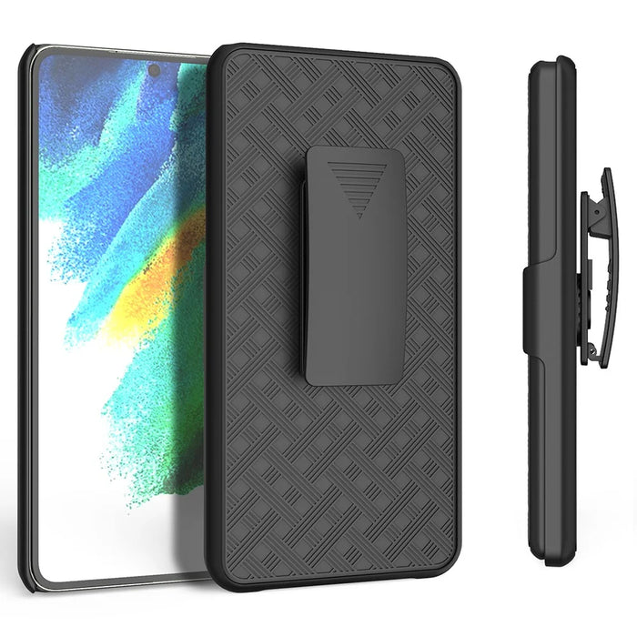 PC + TPU Screen Sliding Cover Phone Case for Samsung Galaxy S21 FE 5G, Rotary Clip Kickstand Protector Shell - 2