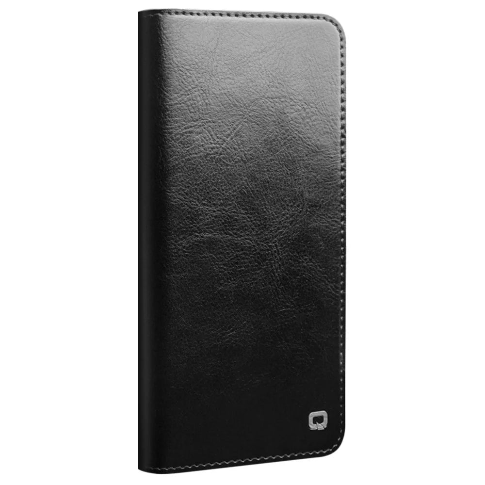 QIALINO for Samsung Galaxy S22+ 5G Folio Flip Stand Design Anti-Fall Genuine Leather Mobile Phone Case with Wallet - Black - 2