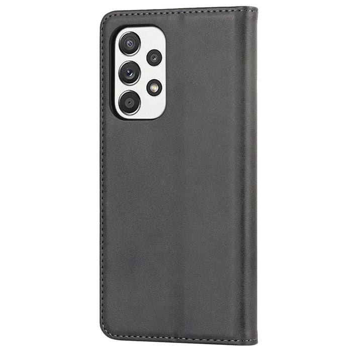 Magnetic Auto-absorbed PU Leather Case for Samsung Galaxy A33 5G, Folio Flip Wallet Stand Phone Cover - Black - 3