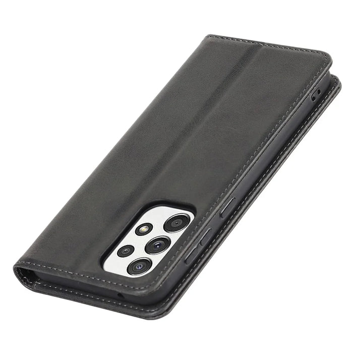 Magnetic Auto-absorbed PU Leather Case for Samsung Galaxy A33 5G, Folio Flip Wallet Stand Phone Cover - Black - 7