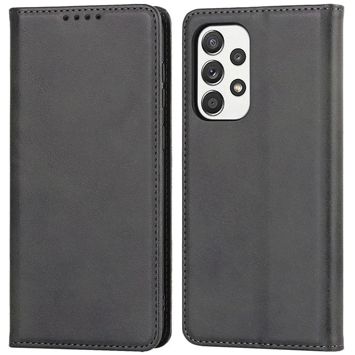 PU Leather + TPU Wallet Phone Case for Samsung Galaxy A53 5G, Foldable Stand Magnetic Auto Closing Cover - Black - 1