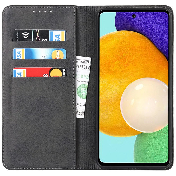 PU Leather + TPU Wallet Phone Case for Samsung Galaxy A53 5G, Foldable Stand Magnetic Auto Closing Cover - Black - 4