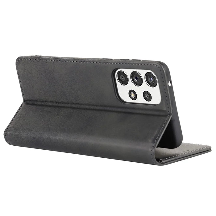PU Leather + TPU Wallet Phone Case for Samsung Galaxy A53 5G, Foldable Stand Magnetic Auto Closing Cover - Black - 6