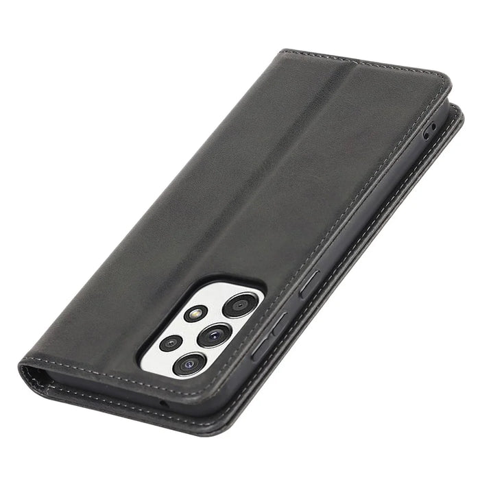 PU Leather + TPU Wallet Phone Case for Samsung Galaxy A53 5G, Foldable Stand Magnetic Auto Closing Cover - Black - 7