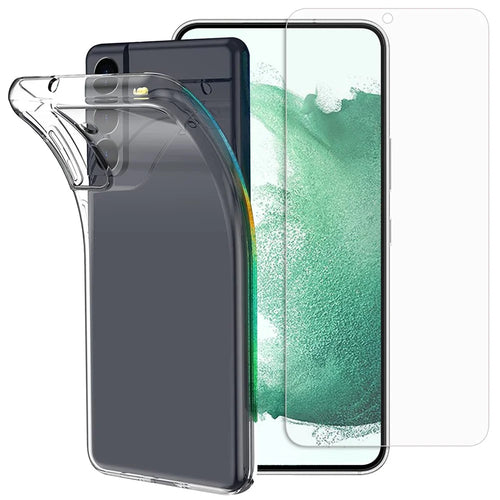 For Samsung Galaxy S22+ 5G Soft TPU Clear Anti-fingerprint Cover with Full Glue 0.1mm Tempered Glass Screen Protector (Support Fingerprint Unlocking) - 1