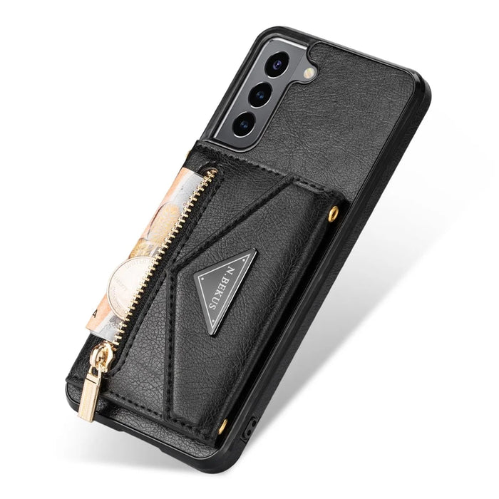 N.BEKUS for Samsung Galaxy S21 4G/5G Kickstand Design Wallet Dual-layer Protection PU Leather + TPU Cell Phone Case - Black - 7