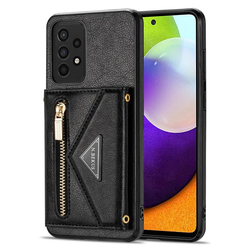 N.BEKUS Phone Case for Samsung Galaxy A52 4G/5G / A52s 5G, PU Leather + TPU Card Slots Holder Kickstand Cover with Strap - Black - 2