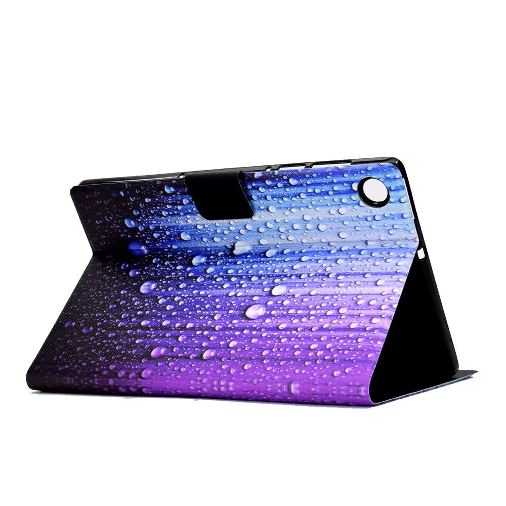 For Samsung Galaxy Tab A8 10.5 (2021) / A8 10.5 (2022) X200 / X205, Pattern Printing Tablet Leather Case Card Holder Cover with Stand - Water-drop - 4