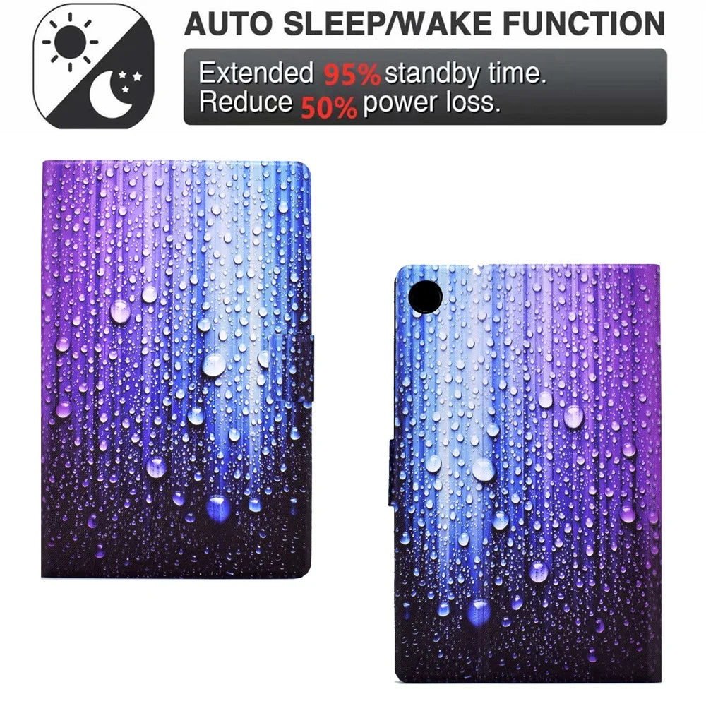 For Samsung Galaxy Tab A8 10.5 (2021) / A8 10.5 (2022) X200 / X205, Pattern Printing Tablet Leather Case Card Holder Cover with Stand - Water-drop - 5