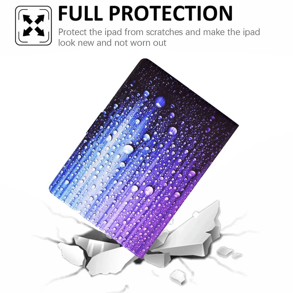 For Samsung Galaxy Tab A8 10.5 (2021) / A8 10.5 (2022) X200 / X205, Pattern Printing Tablet Leather Case Card Holder Cover with Stand - Water-drop - 7