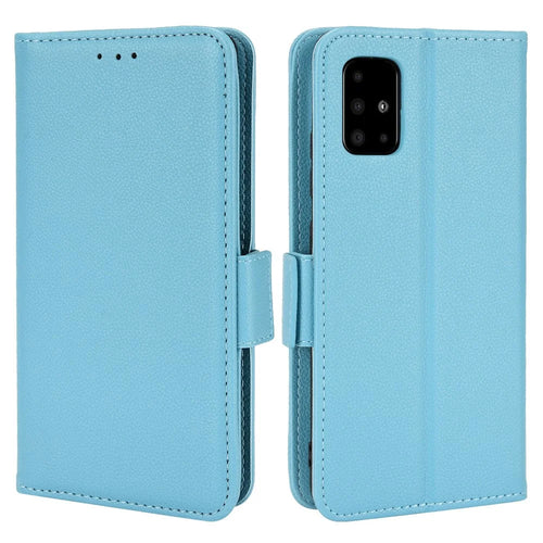 For Samsung Galaxy A51 5G SM-A516 PU Leather Flip Phone Case Litchi Texture Wallet Stand Shockproof Protective Cover - Baby Blue - 1