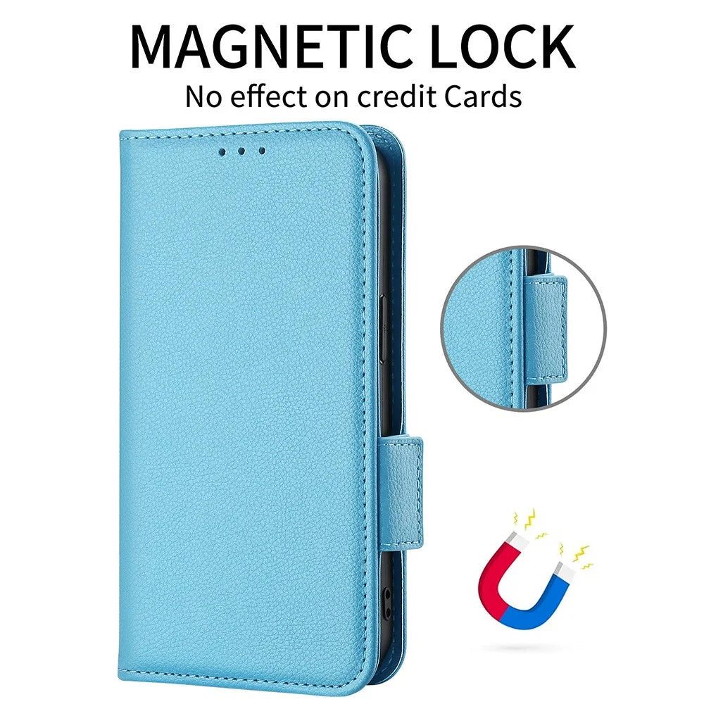For Samsung Galaxy A51 5G SM-A516 PU Leather Flip Phone Case Litchi Texture Wallet Stand Shockproof Protective Cover - Baby Blue - 7