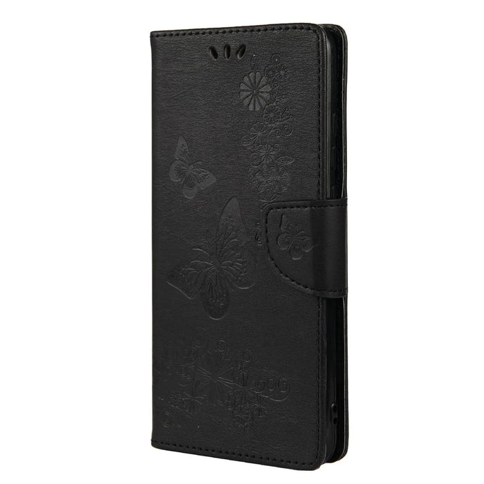 For Samsung Galaxy A23 5G (Global) Big Butterflies Imprinted Leather Stand Case Wallet Cover - Black - 2