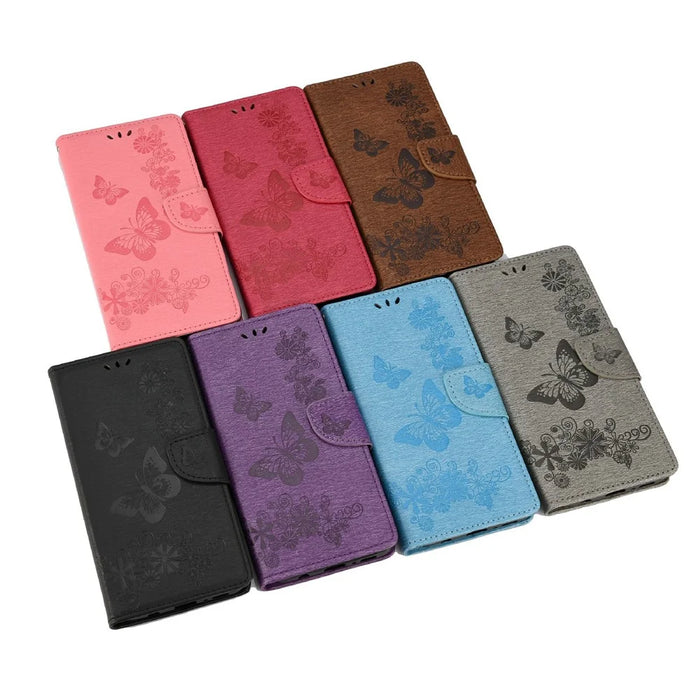 For Samsung Galaxy A23 5G (Global) Big Butterflies Imprinted Leather Stand Case Wallet Cover - Black - 7